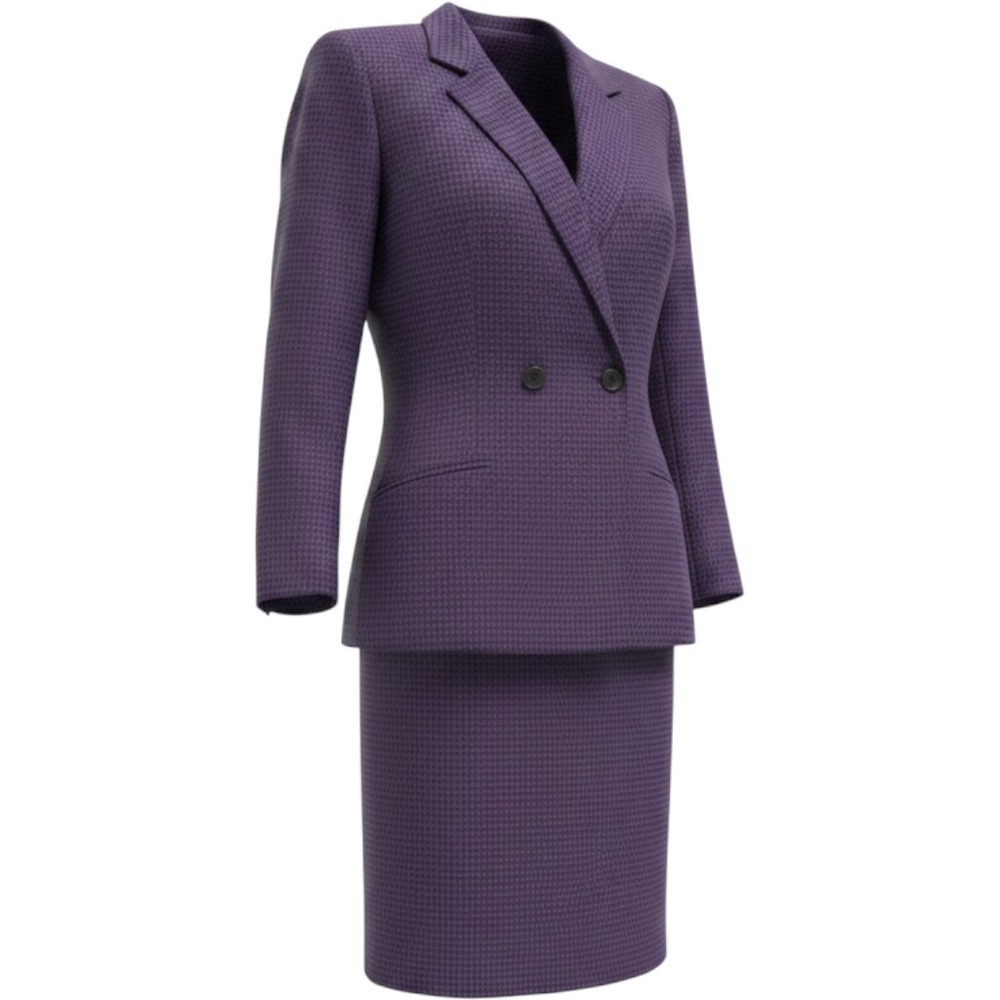 Cassidy Vintage Purple Houndstooth Skirt Suit Set Wool Blend Size 8/10 USA Made